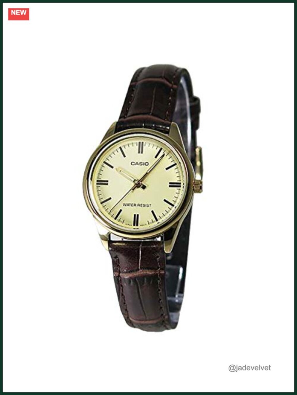 Casio Quartz Analog Watch with Brown Genuine Leather Band